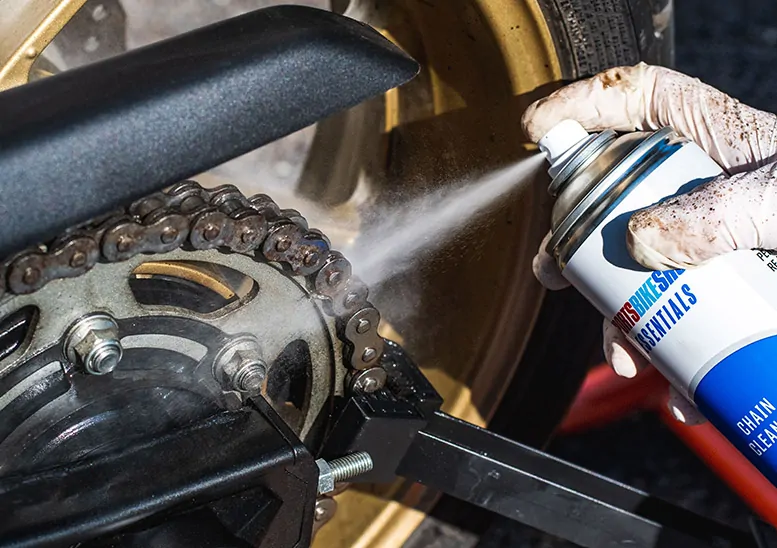 clean out a motorcycle chain